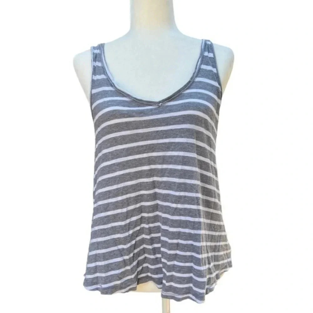 Gap Women's Gray and White Striped Tank Top 100%‎ Cotton Size XS​​